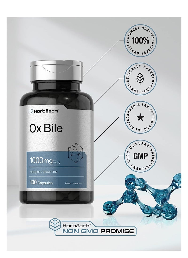 Horbaach Ox Bile 1000 mg 100 Capsules | Digestive Enzymes Supplement | Non-GMO & Gluten Free | by Horbaach  - Image 5