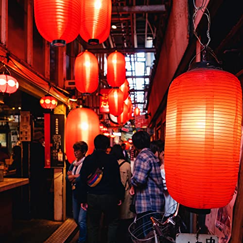 Hortsun 24 Pcs Traditional Japanese Style Red Silk Hanging Lantern Set Including Paper Lanterns Japanese Decorations and Lights for Chinese New Year Luna Festival Party Decoration DIY Crafts - Image 4