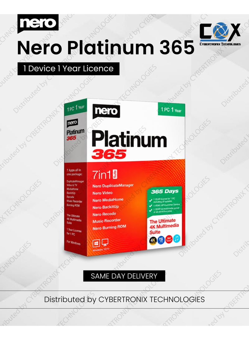 Nero Platinum 365 | 1 Device for 1 Year | Digital License | Same Day Delivery