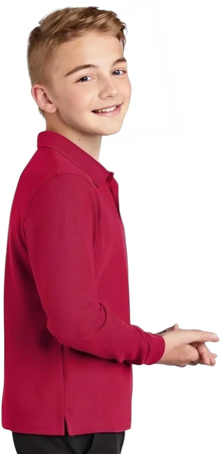 Tezzgelsin 3-Piece Boy Long Sleeve Cotton Polo Neck T-Shirt Daily and School Uniform School T-Shirt