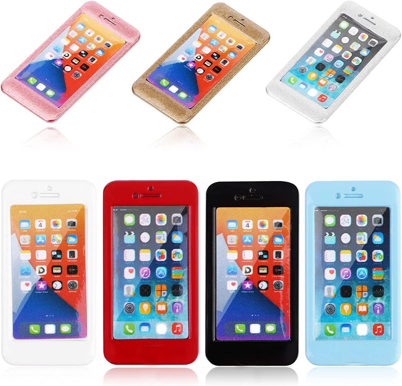 TBoxBo 7 Pack 1/12 Scale Dollhouse Cell Phone Simulator Accessories Mini Telephones Dollhouse Accessories Scene Simulation Miniatures Playset - Image 1