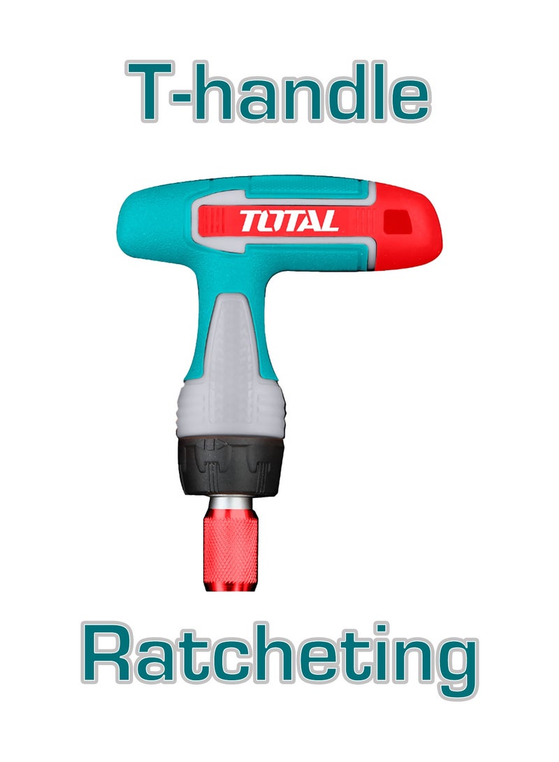 توتال طقم مفك ومقابس بمقبض على شكل حرف T مع آلية تعشيق من توتال مكوّن من ٤٧ قطعة، يضم رؤوسًا مستقيمة ومتقاطعة وبوزيدريف وسداسية ونجمية، ومقابس بمقاسات من ٤ إلى ١٢ ملم، مع حامل للرؤوس ومحوّل، ومرفق بعلبة تخزين بلاستيكية - Image 3