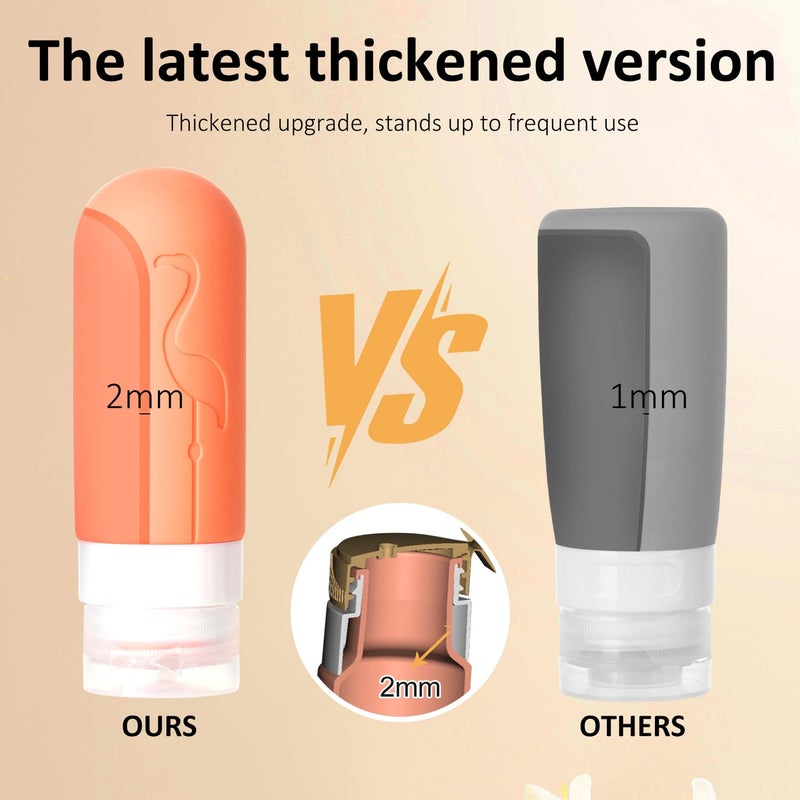 Vipop Empty 3 oz Travel Size Bottles Toiletries Containers for Toiletries Liquidsï¼ŒSmall Silicone Mini Refillable Leak Proof TSA Approved Travel Bottles for Creams Shampoo and Conditioner Traveling - Image 4