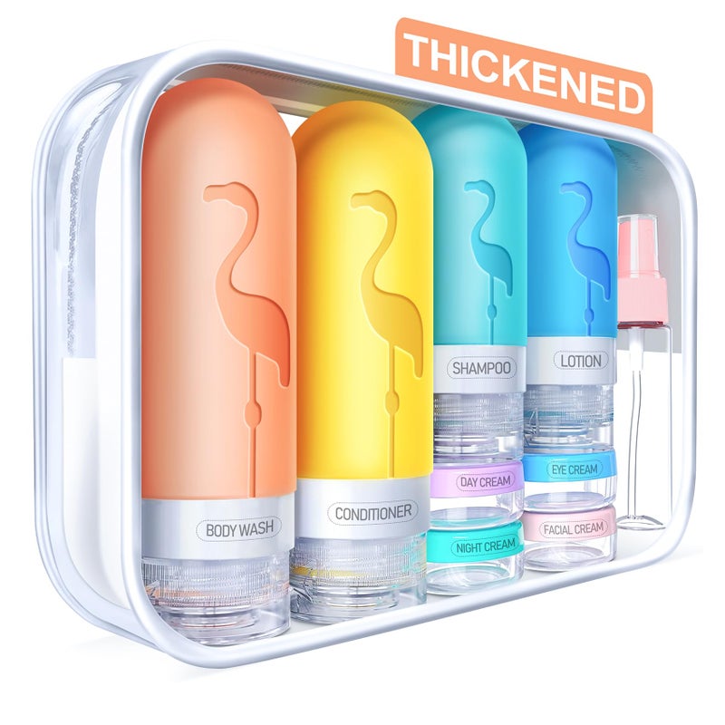 Vipop Empty 3 oz Travel Size Bottles Toiletries Containers for Toiletries Liquidsï¼ŒSmall Silicone Mini Refillable Leak Proof TSA Approved Travel Bottles for Creams Shampoo and Conditioner Traveling - Image 1