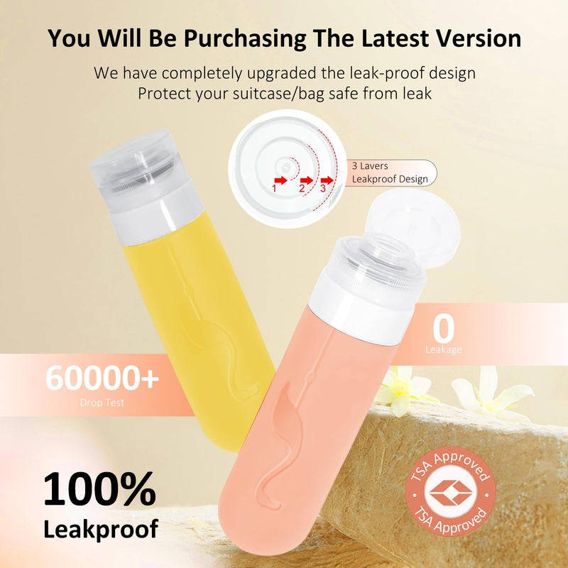 Vipop Empty 3 oz Travel Size Bottles Toiletries Containers for Toiletries Liquidsï¼ŒSmall Silicone Mini Refillable Leak Proof TSA Approved Travel Bottles for Creams Shampoo and Conditioner Traveling - Image 3