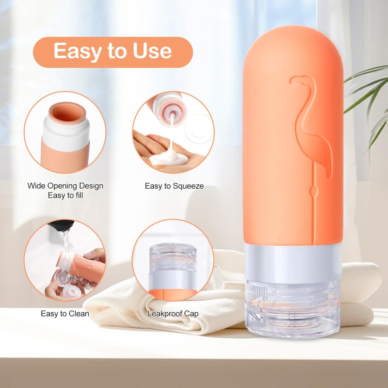 Vipop Empty 3 oz Travel Size Bottles Toiletries Containers for Toiletries Liquidsï¼ŒSmall Silicone Mini Refillable Leak Proof TSA Approved Travel Bottles for Creams Shampoo and Conditioner Traveling - Image 5