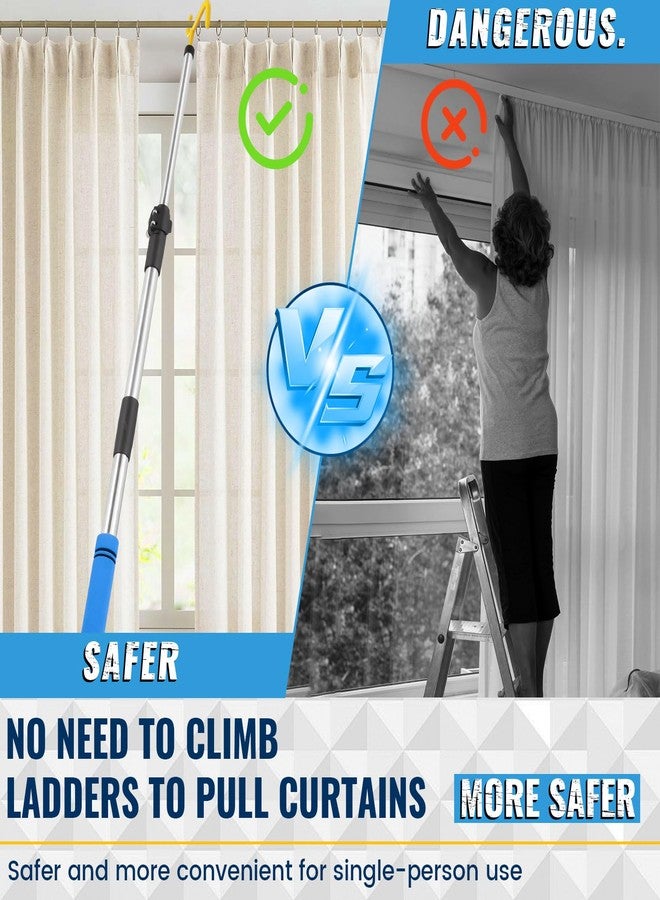 Frebuta Drapery Pull Rod,36“ to 63”Curtain Pull Wand Telescoping Pole Heavy Duty For Curtains Wand Stainless Steel Tubes Soft Sponge Handle Rod for Curtains Extension Pole Lightweight（Blue Handle ） - Image 4