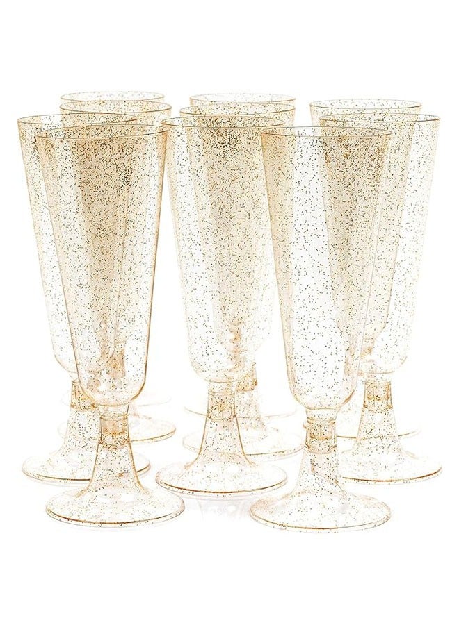 Arabest Elegant Plastic Champagne Flutes - Shatterproof, Eco-Friendly Gold Accent Glasses for Weddings, Parties, and Celebrations - Perfect for Mimosas, Cocktails, and Outdoor Events (Gold)  - Image 1