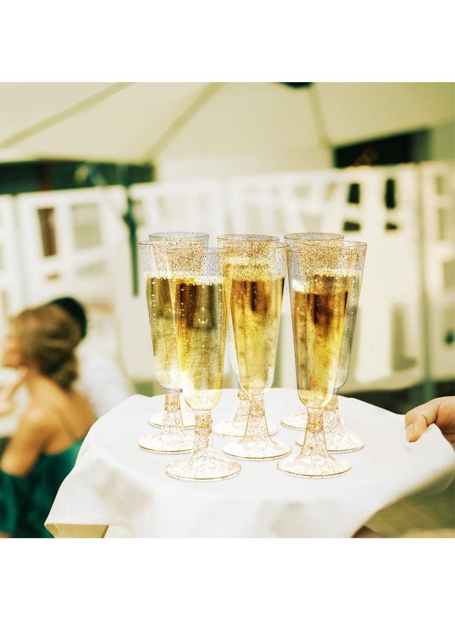 Arabest Elegant Plastic Champagne Flutes - Shatterproof, Eco-Friendly Gold Accent Glasses for Weddings, Parties, and Celebrations - Perfect for Mimosas, Cocktails, and Outdoor Events (Gold)  - Image 5