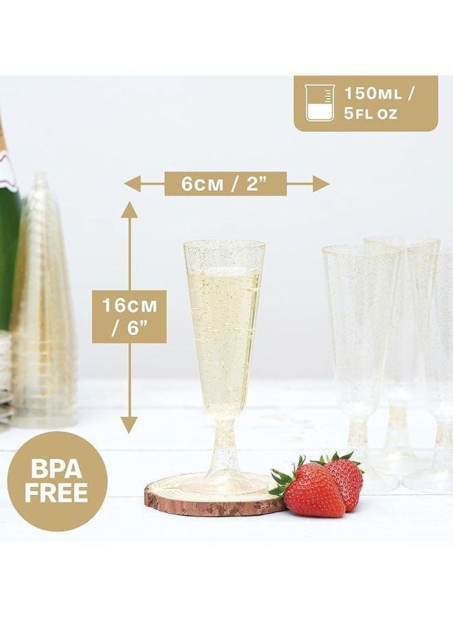 Arabest Elegant Plastic Champagne Flutes - Shatterproof, Eco-Friendly Gold Accent Glasses for Weddings, Parties, and Celebrations - Perfect for Mimosas, Cocktails, and Outdoor Events (Gold)  - Image 3