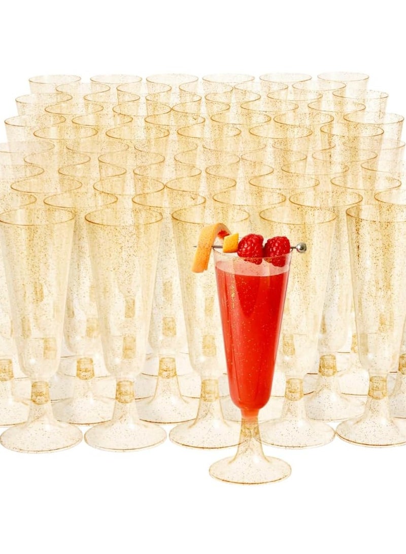 Arabest Elegant Plastic Champagne Flutes - Shatterproof, Eco-Friendly Gold Accent Glasses for Weddings, Parties, and Celebrations - Perfect for Mimosas, Cocktails, and Outdoor Events (Gold)  - Image 4