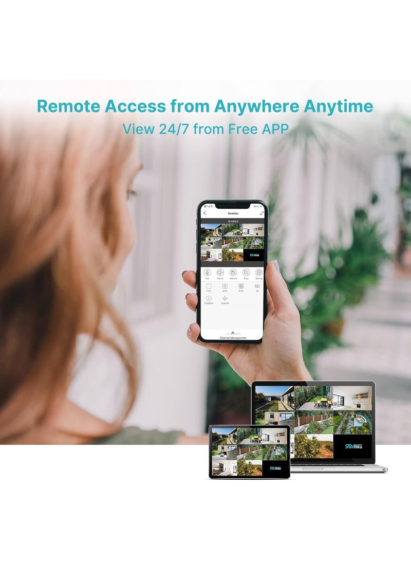 [Face Detection] Wireless Security Camera System, 8pcs 3MP Security Cameras, 8-Channel NVR, WiFi IP Surveillance, Mobile/PC View, 3TB HDD, Two-Way Audio, 24/7 Recording - Image 4