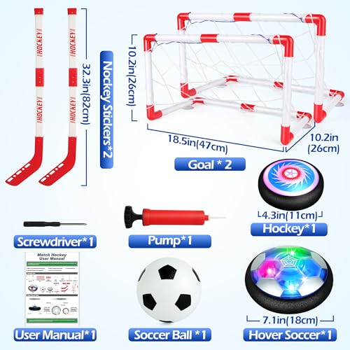 Helsort Hover Soccer Ball Set Hover Hockey Set for Kids Air Floating Soccer Toys Hockey Ball with Led Light Indoor Outdoor Sports Toys Games Christmas Birthday Gifts for 312 Years Boy Girl - Image 5