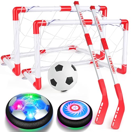 Helsort Hover Soccer Ball Set Hover Hockey Set for Kids Air Floating Soccer Toys Hockey Ball with Led Light Indoor Outdoor Sports Toys Games Christmas Birthday Gifts for 312 Years Boy Girl - Image 1