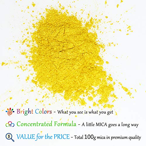 DecorRom Epoxy Resin Color Pigment - Huge 100g/3.5 Ounces Metallic Mica Powder for Epoxy Resin Art Coloring, Slime Making - Cosmetic Grade Resin Color Dye for Jewelry, Soap Making, Painting, Nails Art (Gold) - Image 2