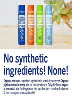 Dr. Bronner's Organic Lip Balm (4Pack Variety Peppermint Orange Ginger Naked Lemon Lime)  Made With Organic Beeswax And Avocado Oil For Dry Lips Hands Chin Or Cheeks  - Image 4