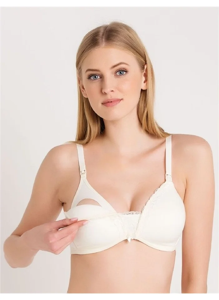 Magic Form 5761 Scalloped Lacy Thin Sponge Nursing Bra - Ecru