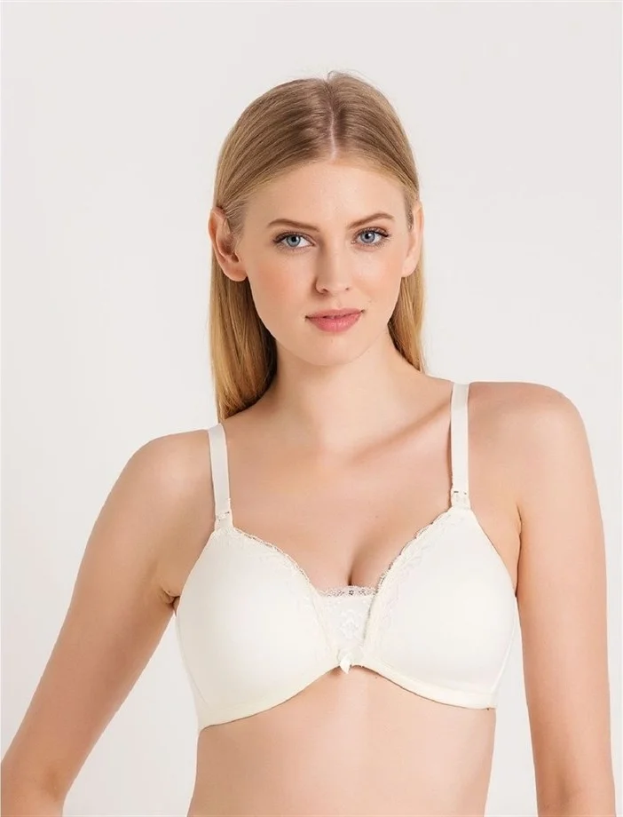 Magic Form 5761 Scalloped Lacy Thin Sponge Nursing Bra - Ecru