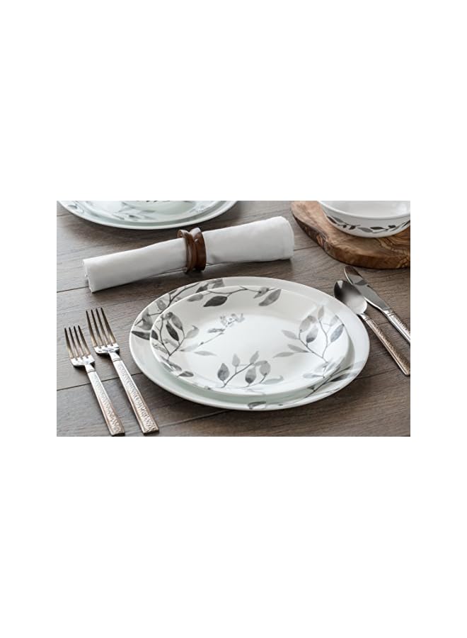 كوريل طقم عشاء فيتريل مقاوم للكسر بأوراق ضبابية، ١٢ قطعة، رمادي/أبيض، زجاج، أبيض، ٢٩.٥ × ١٤.٥ سم، ١١٢٦٠٢٦ - Image 2