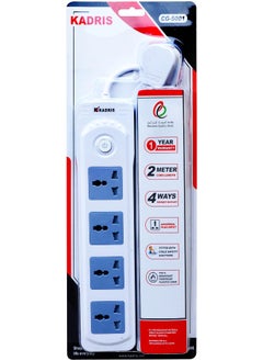 KADRIS Power Strips CG-5001 Heavy Duty Extension Cord with 4 way Outlets with switch, Charging Socket with 2 meter Heat resistant  Extension Cord (White) ESMA approved  - Image 2