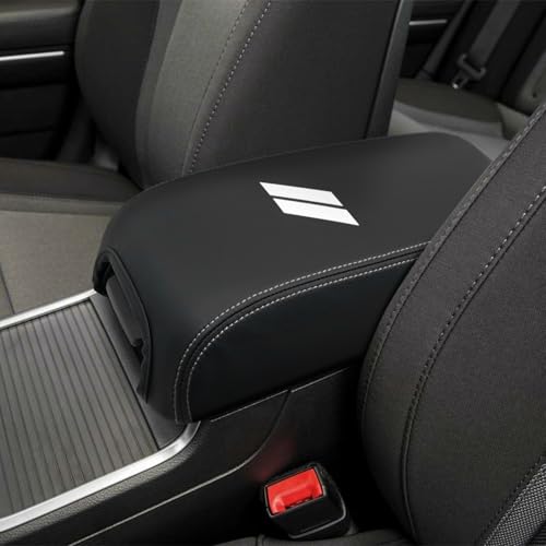 REMOCH Center Console Cover for Dodge Charger Accessories 2011-2021 2022 2023 for Chrysler 300 2015-2022 Leather Armrest Cover Console Box Lid Protector Interior (White Stitches, White Logo) - Image 1
