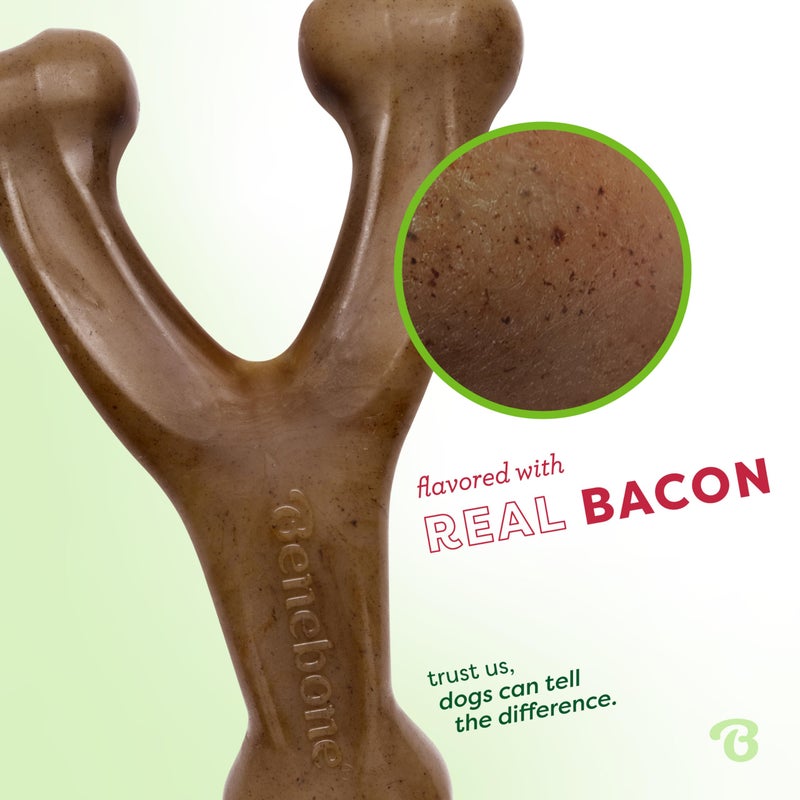 Benebone Wishbone Durable Dog Chew Toy for Aggressive Chewers, Real Bacon, Made in USA, Medium - Image 2