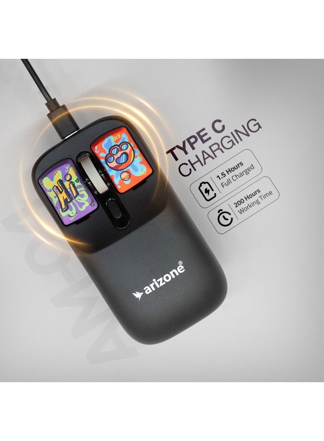 Arizone Wireless Mouse 2.4GHz with Adjustable DPI and Type-C Charging – Ergonomic Cordless Mouse with USB Receiver for Laptop and PC black - Image 2