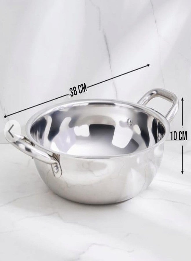 WEKTU Non-Stick Stainless Steel Induction Bottom Kadhai Without Lid, Suitable for Cooking and Baking - Image 2