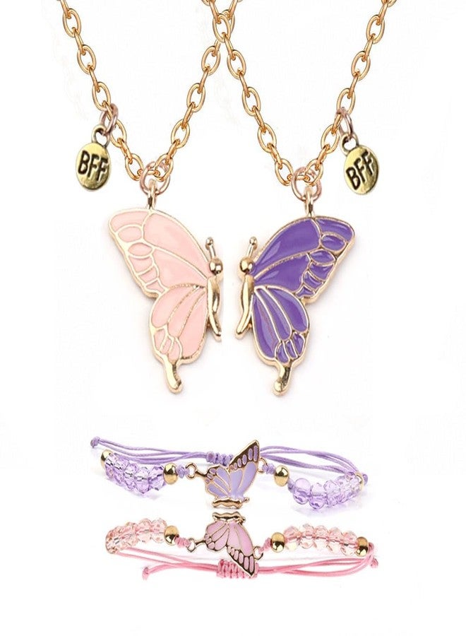 Ximerinf Butterfly Friendship Necklaces and Bracelets BFF Matching Jewelry for 2 Best Friends, Large, Metal, No Gemstone - Image 1