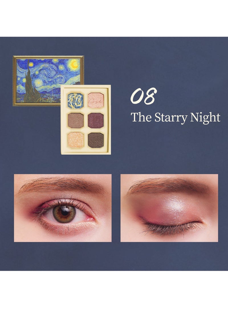 MilleFee - Painting Eyeshadow Palette 6 Shades Matte and Shimmer Finishes Pressed Powder Makeup Palette-08 The Starry Night - Image 1