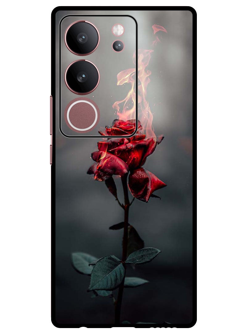Theodor Protective Case Anti Scratch Shock Proof Bumper Cover For Vivo V29 - V29 Pro Burning Red Rose - Image 1