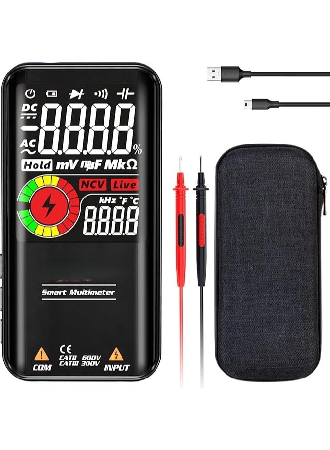 جهاز قياس متعدد ذكي، شاشة LCD رقمية، جهاز قياس متعدد قابل لإعادة الشحن، جهاز قياس الفولتميتر/التيار المتردد/المستمر، جهاز اختبار استمرارية الثنائيات الترددية والسعة المقاومة - Image 1