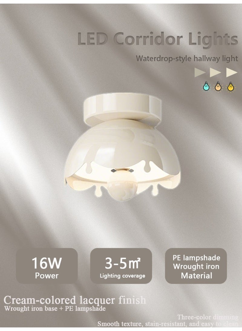 Cream-colored, water-drop-shaped, three-color-changing corridor light - Image 1