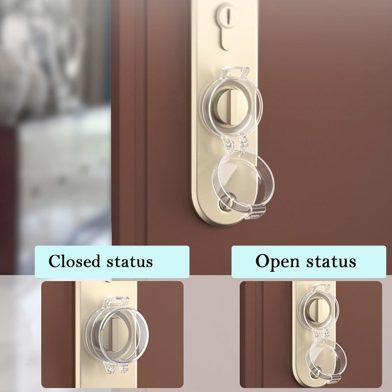 2 Pack Deadbolt Child Safety Lock Cover Child Proof Door Knob Cover Door Safety Deadbolt Lock for Kids Transparent - Image 5