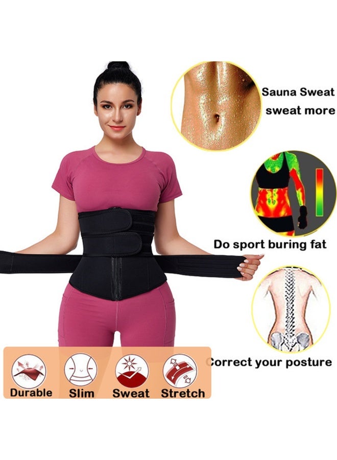 Women Waist Trainer Workout Sport Gym Belt Trimmer Tummy Control Zipper Body Shaper with 3 Strap Cincher For Women and Postpartum - Image 5