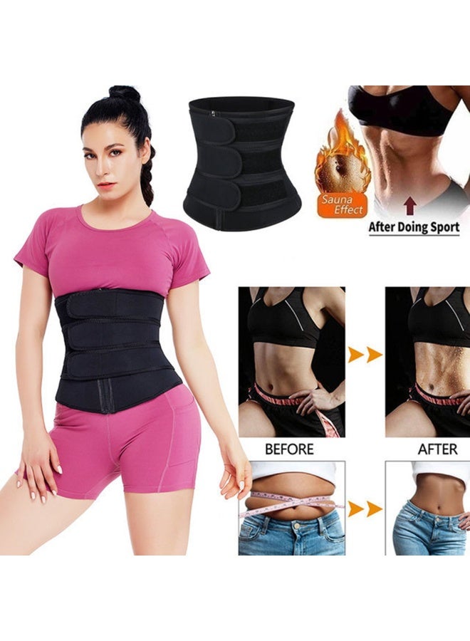 Women Waist Trainer Workout Sport Gym Belt Trimmer Tummy Control Zipper Body Shaper with 3 Strap Cincher For Women and Postpartum - Image 4