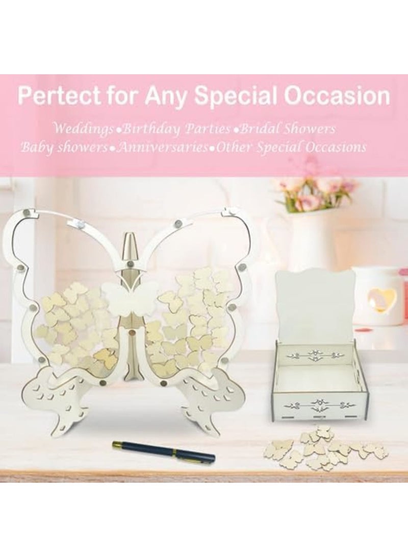 SYOSI Wooden Butterfly Wedding Guest Book Alternative, 80 Butterflies with Signature Pen for Reception and Anniversary Ceremony Decorations - Image 3