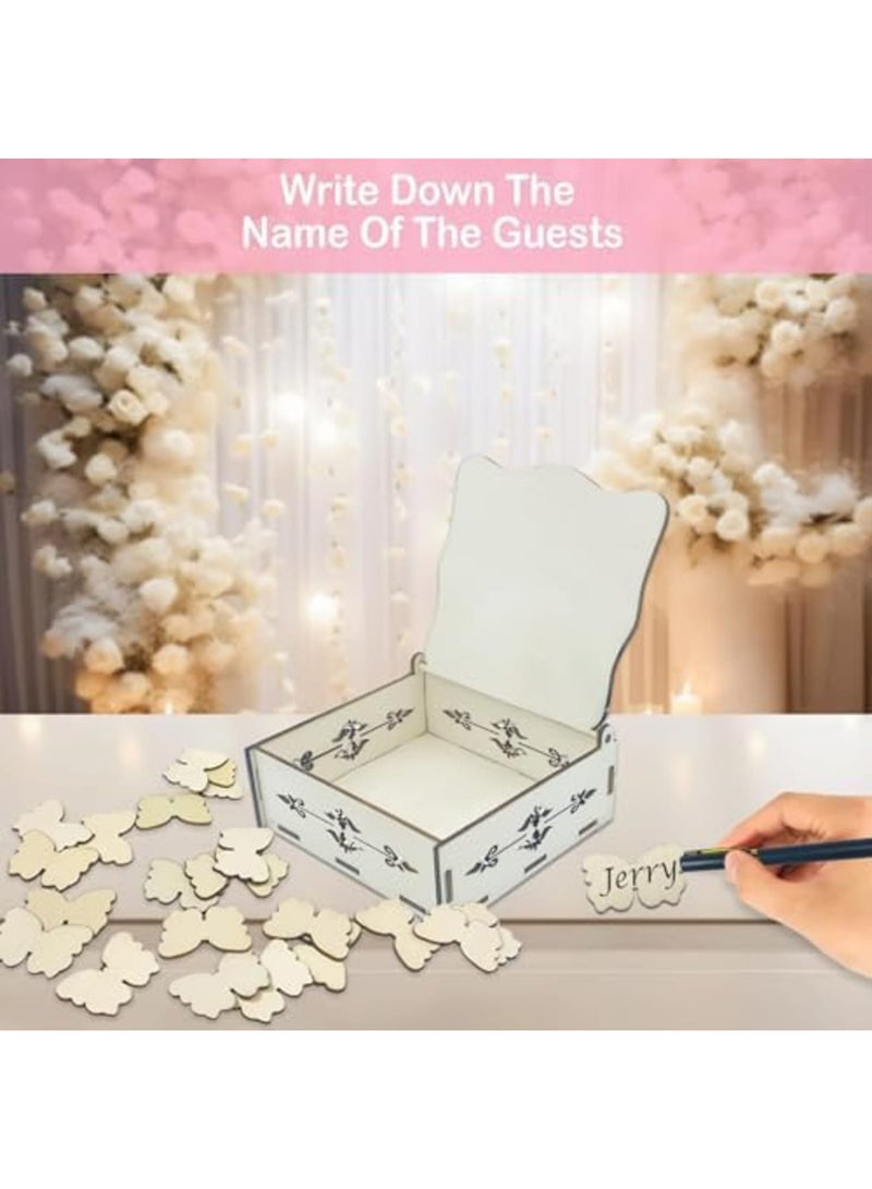 SYOSI Wooden Butterfly Wedding Guest Book Alternative, 80 Butterflies with Signature Pen for Reception and Anniversary Ceremony Decorations - Image 5