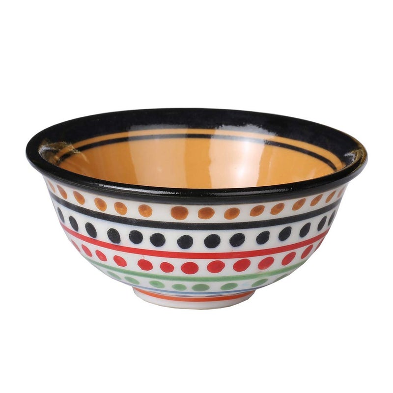 Caffeine Ceramic Handmade Yellow and White Multi Dotted Katori Bowl - Set of 6 - Image 3