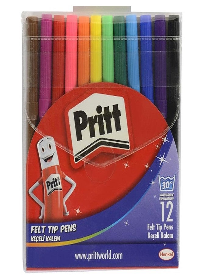 Pritt Marker Pens Kids Friendly Harmless Paint Water-Based Colored Pen Erasable Crayon Durable Stationery Pack of 12 Colours - Image 2