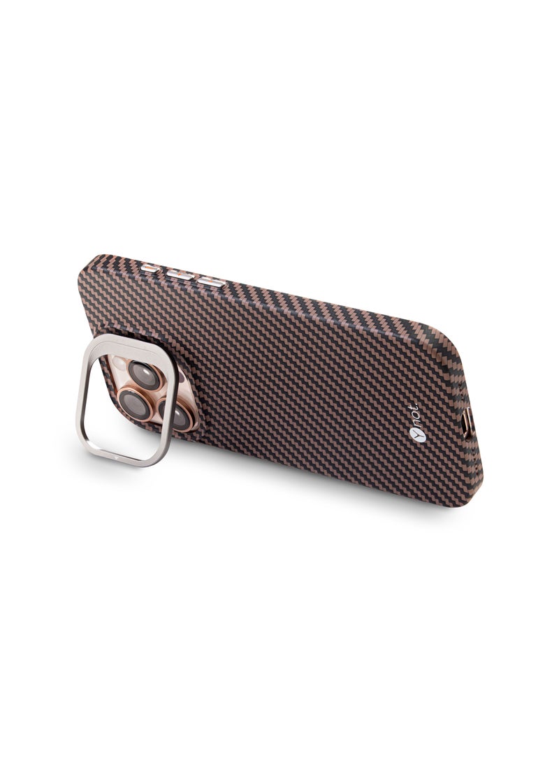 YNOT iPhone 15 Kevlar Fiber Case with MagSafe and Stand - Brown - Image 3