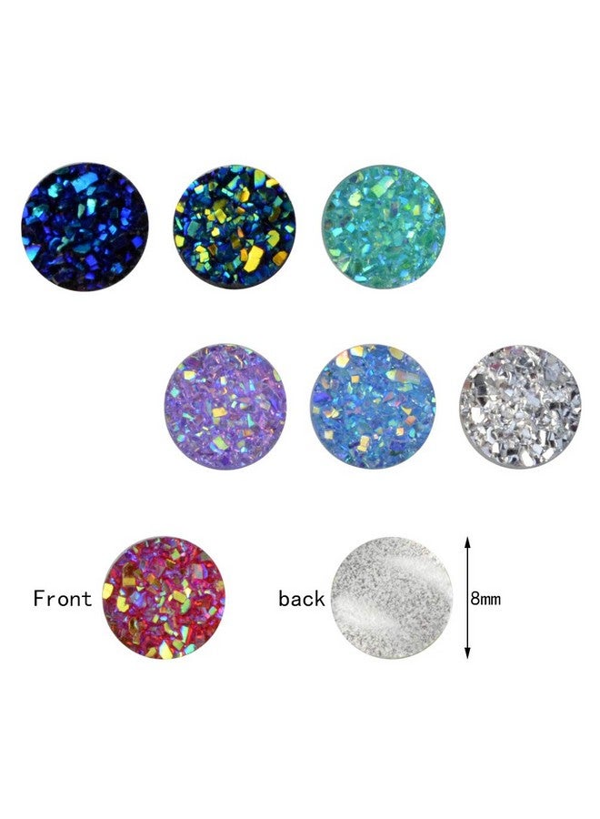 تونج كلاود تونغ كلاود 500 قطعة من كابوشون الراتنج المسطح الدائري من دروز صناعي، كابوشون دائري مسطح الظهر لصنع المجوهرات، الحرف اليدوية (20 لونًا متعددًا، 8 مم) - Image 2