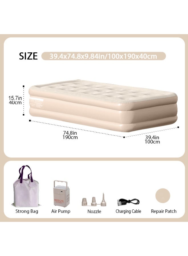 Twin Size Inflatable Airbed with Built-in Rechargeable Pump – Portable Blow-Up Air Mattress for Camping, Home & Travel | Fast Inflation, Waterproof Flocked Top, Durable Leak-Proof Design - Image 2