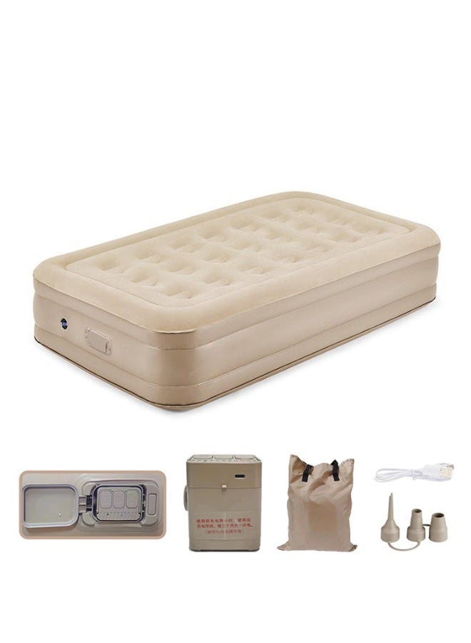 Twin Size Inflatable Airbed with Built-in Rechargeable Pump – Portable Blow-Up Air Mattress for Camping, Home & Travel | Fast Inflation, Waterproof Flocked Top, Durable Leak-Proof Design - Image 1
