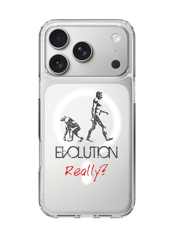 Stylizedd Classic Clear MagSafe Case for iPhone 17 Pro , Hybrid Soft Case Flexible Edges Anti Drop TPU PC Gel Thin Transparent Cover [ Designed for iPhone 17 Pro ] - Evolution, Really (Grey)