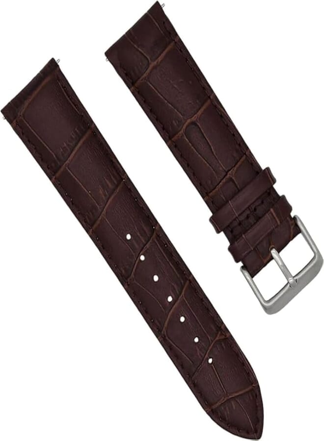 G-Power Leather Classic Replacement Wrist Band Strap With Elegant Simple Design And High Elasticity Specially For Samsung Galaxy Smart Watches 18/20/22 Mm - Dark Brown 