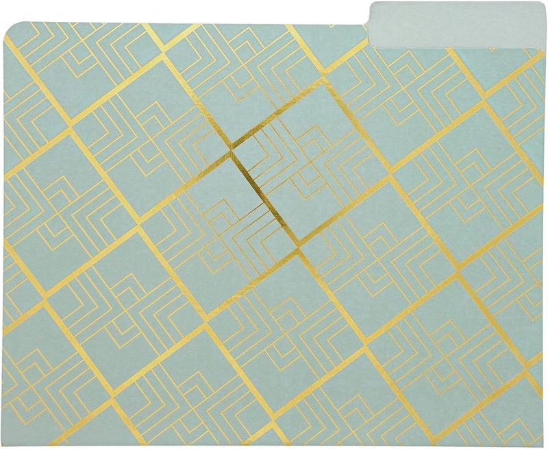 Paper Junkie مجلدات ملفات زخرفية - 11.5 × 9.5 بوصة، وردي، عبوة من 12 - لمسات هندسية لطيفة وورق ذهبى 1/3 تبويب - مجلدات ملونة جميلة لمستلزمات المكتب والمدرسة - Image 5