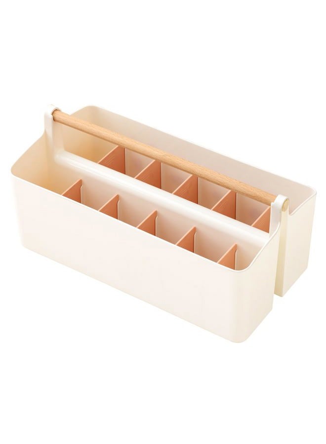 Vidifor Art Supply Organizers Caddy with Handle, Desk, Makeup Caddy and Tote (White+Pink, Large) - Image 1