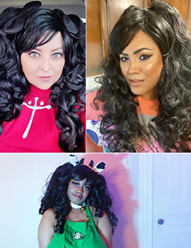 ColorGround Long Curly Cosplay Wig with 2 Ponytails(Black) - Image 2
