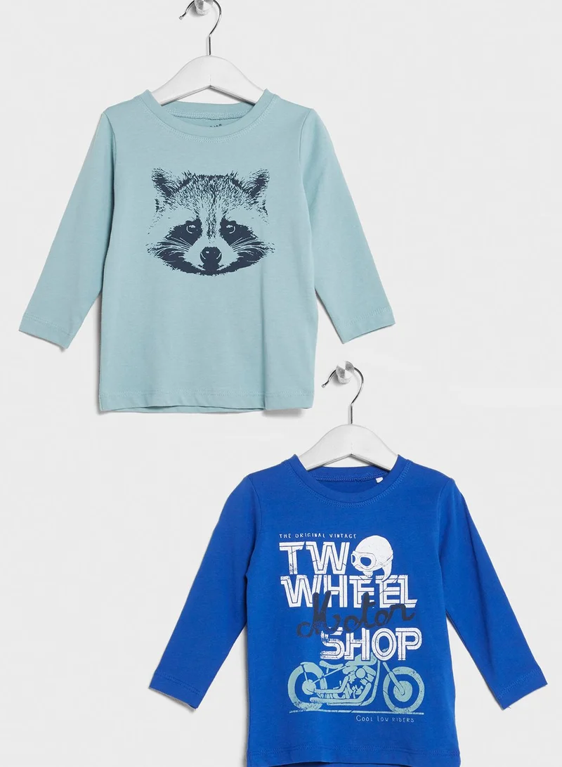 NAME IT Little 2 Pack Slogan T-Shirts